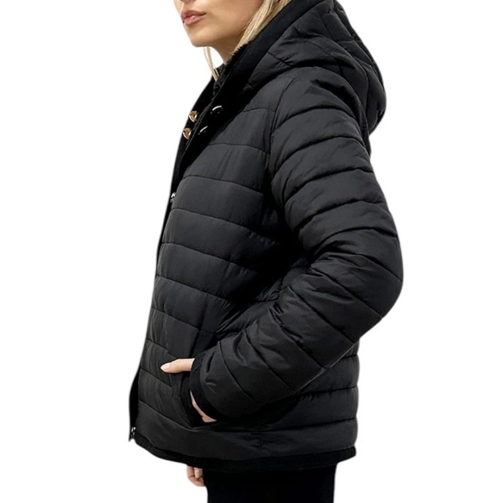 NWT Rebecca Minkoff Black Reversible Faux Fur Hooded Puffer Jacket Size M Medium - Picture 4 of 12
